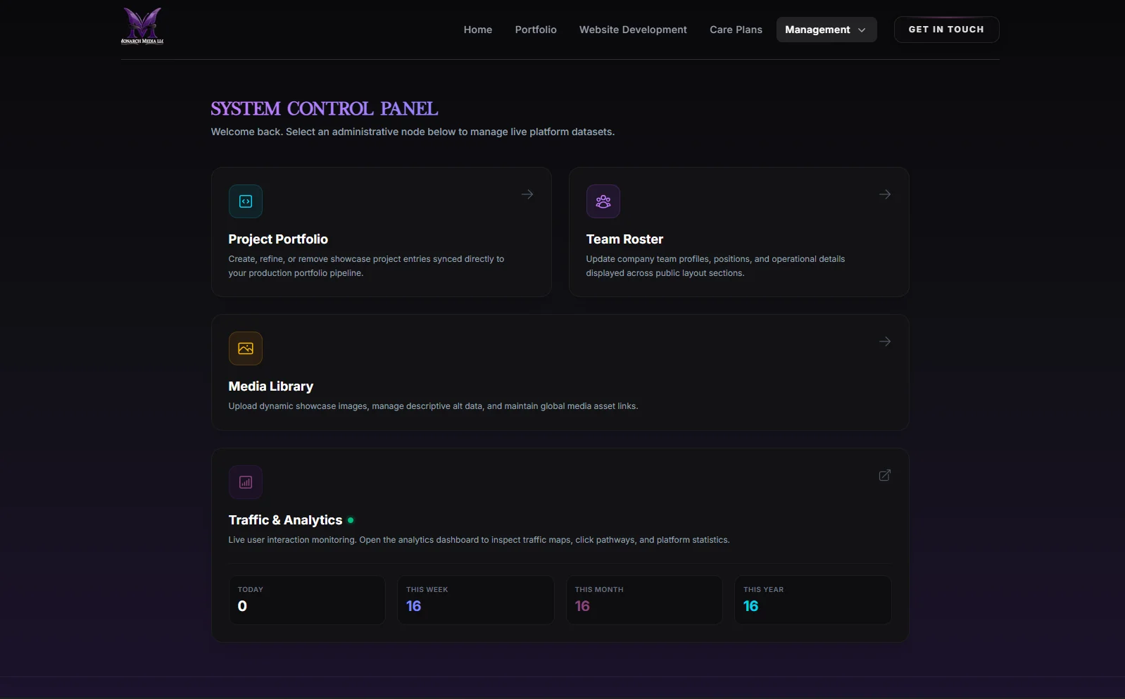 Monarch Media website displayed on desktop and mobile devices